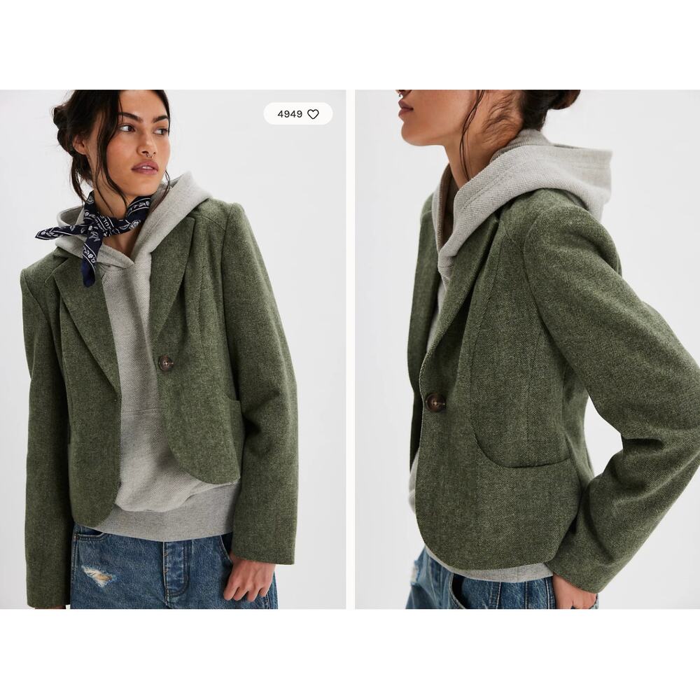 NWT Free People Whip Smart Blazer | Forest Green | Size M